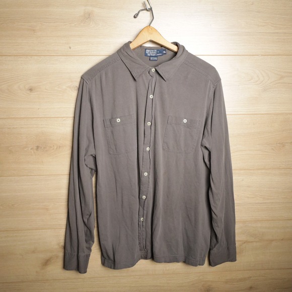 Polo Ralph Lauren Other - Polo Ralph Lauren Long Sleeve Button Down Shirt‎ Gray XL Chest Pockets